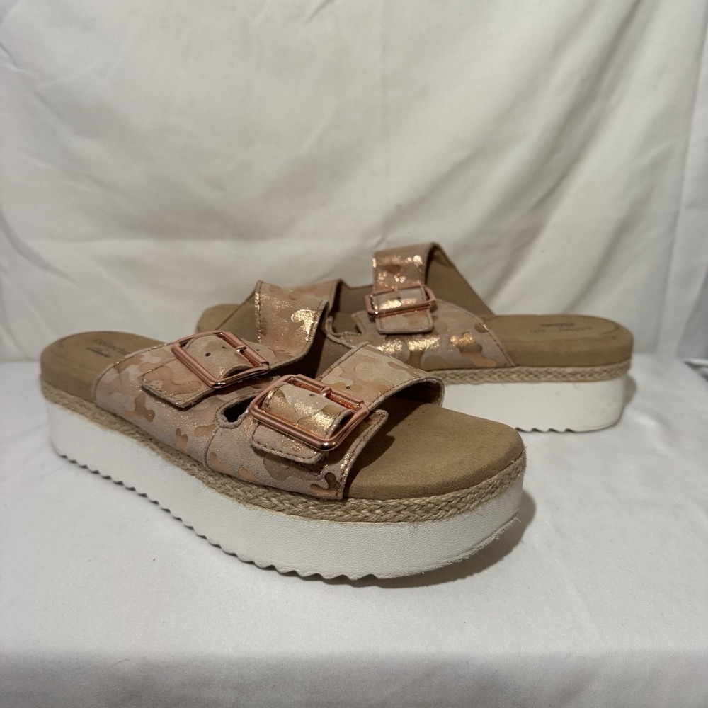 Clarks Women's Lana Beach Rose Gold Platform Sandals Size 9